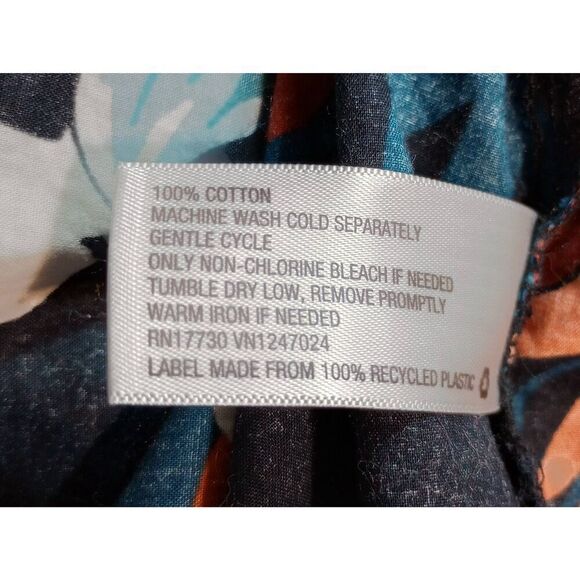 GoodFellow Shirt Men's Small Slim Navy Orange Button Front Short Sleeve Tropical - Picture 7 of 8